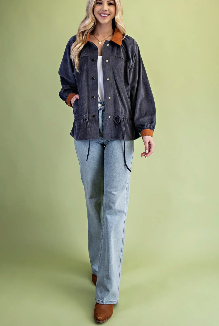 Square Button Jacket Two-Tone Super Soft Button Jacket – The Garment Bird