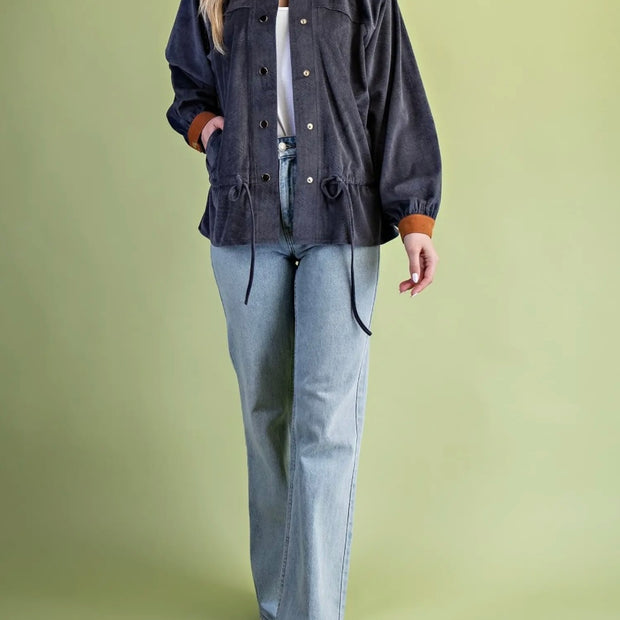 Two-Tone Super Soft Button Jacket