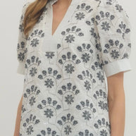 Midnight Bloom Sequin Embroidered Blouse