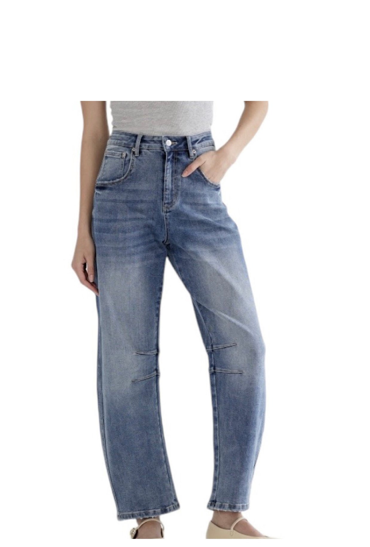 The Relaxed Barrel Leg Straight Jeans By Mica Denim