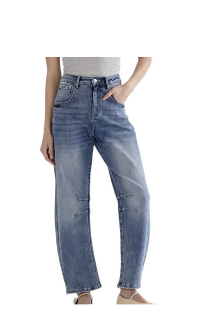 The Relaxed Barrel Leg Straight Jeans By Mica Denim