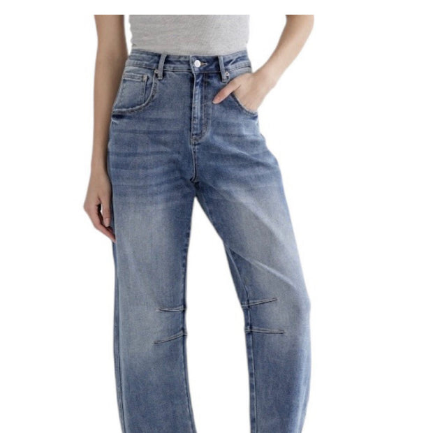 The Relaxed Barrel Leg Straight Jeans By Mica Denim