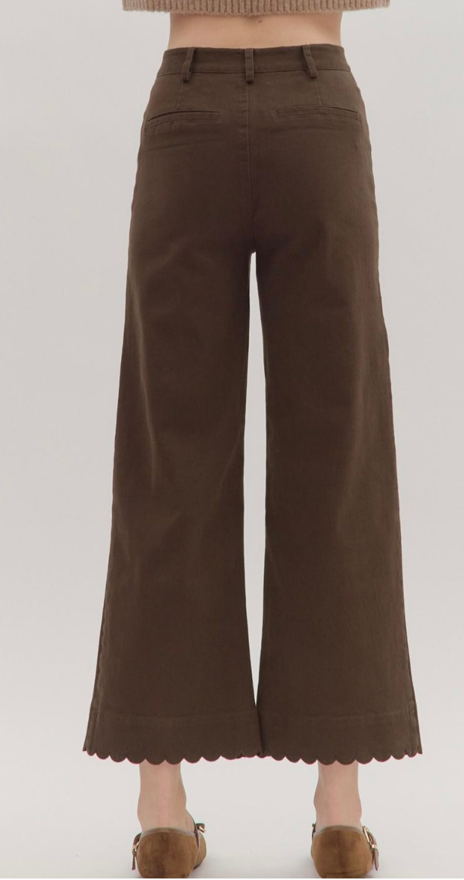 Scalloped Edge Wide Leg Pants