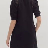 Entro Black Mini Dress with Accented Puff Sleeves