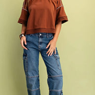 Rusty Glow Contrast Trim Sweatshirt