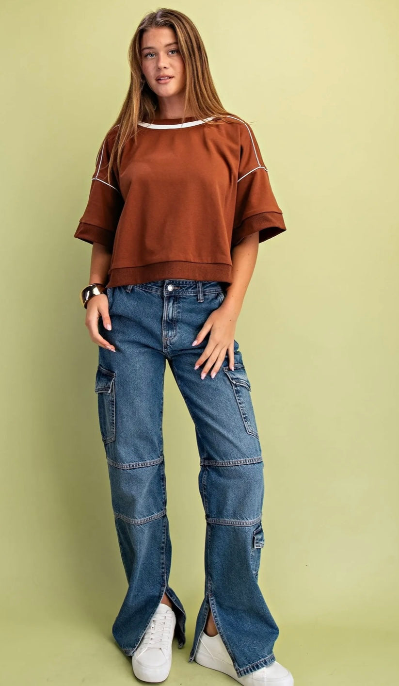 Rusty Glow Contrast Trim Sweatshirt