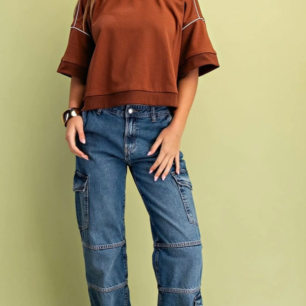 Rusty Glow Contrast Trim Sweatshirt