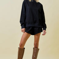 Mock Neck Terry Sweatshirt with Oversized Neck Band