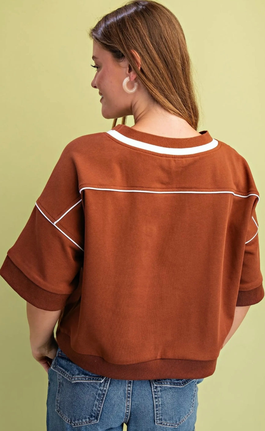 Rusty Glow Contrast Trim Sweatshirt