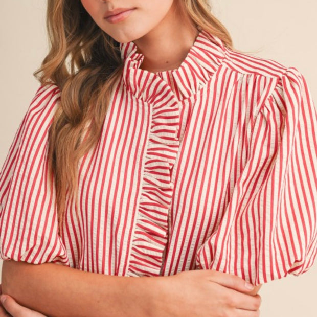 The Rosalie Ruffle Stripe Blouse