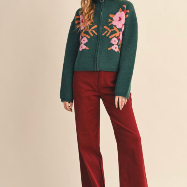 Pine Blossom Zip Cardigan