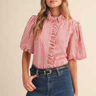 The Rosalie Ruffle Stripe Blouse