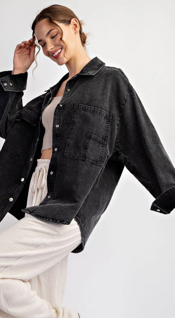 Mineral Washed Black Shacket