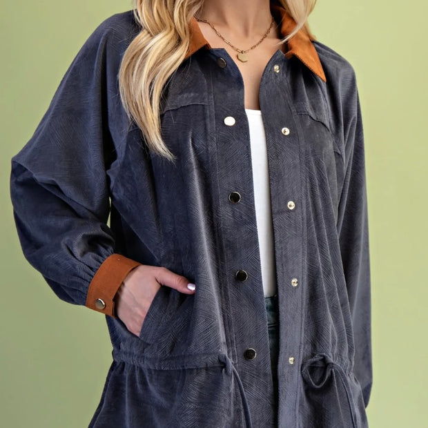 Two-Tone Super Soft Button Jacket