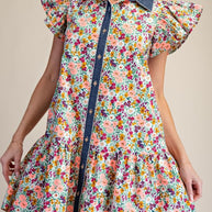 Denim Darling Floral Ruffle Dress