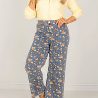 Vintage Garden Floral Wide-Leg Jeans