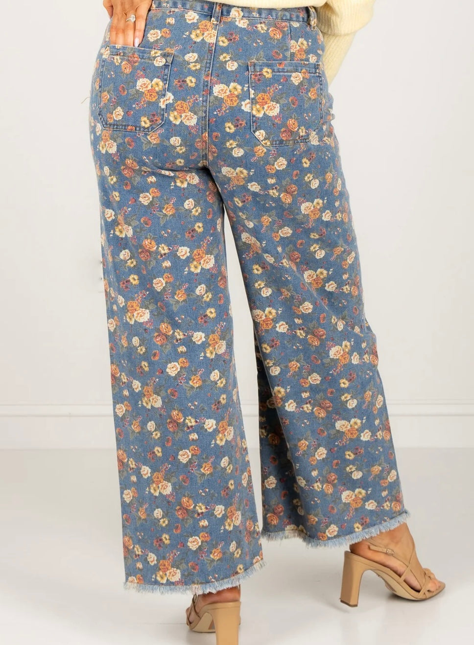 Vintage Garden Floral Wide-Leg Jeans