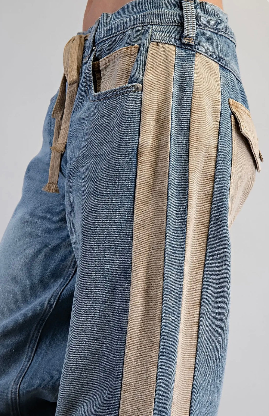 Tan Accented Jeans With Tie from Eesome