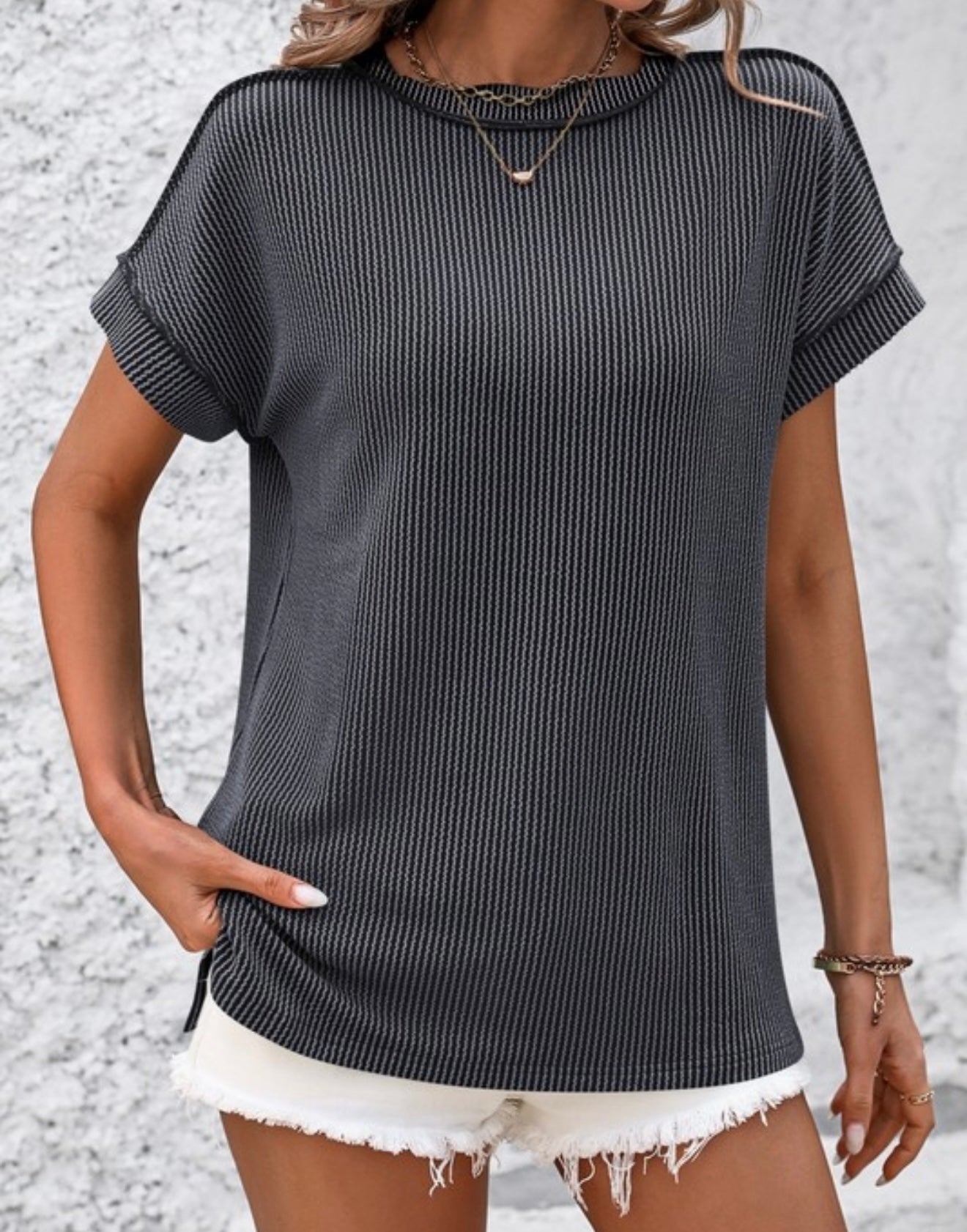 Crew Neck Ribbed Top