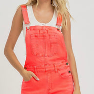 Risen Sunset Pop Distressed Overall Shorts