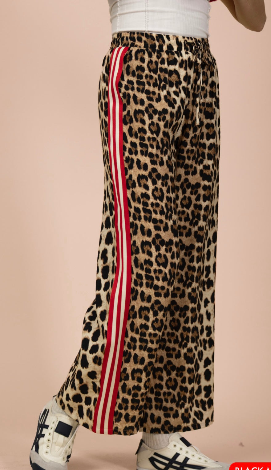 Leopard Side Striped Wide Leg Pants