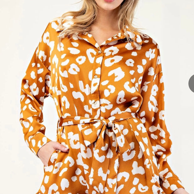 Leopard Luxe Button Down Dress