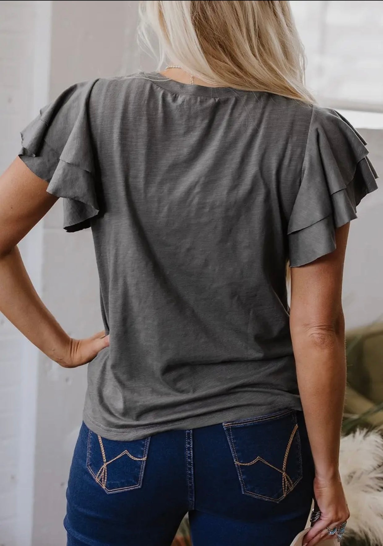 Layered Ruffle Short Sleeve Round Neck Top