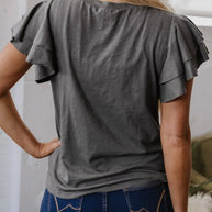 Layered Ruffle Short Sleeve Round Neck Top