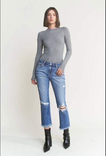 The Distressed Kick Flare Mica Denim