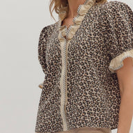 Leopard Print Puff Sleeve Top by Entro