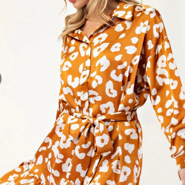 Leopard Luxe Button Down Dress