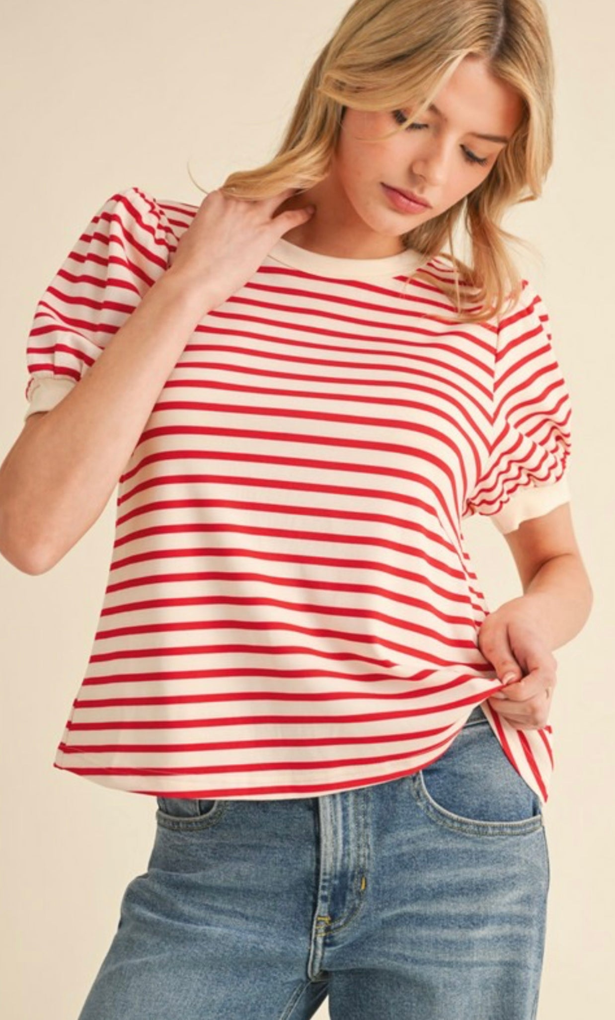 Cherry Striped Every Day Top