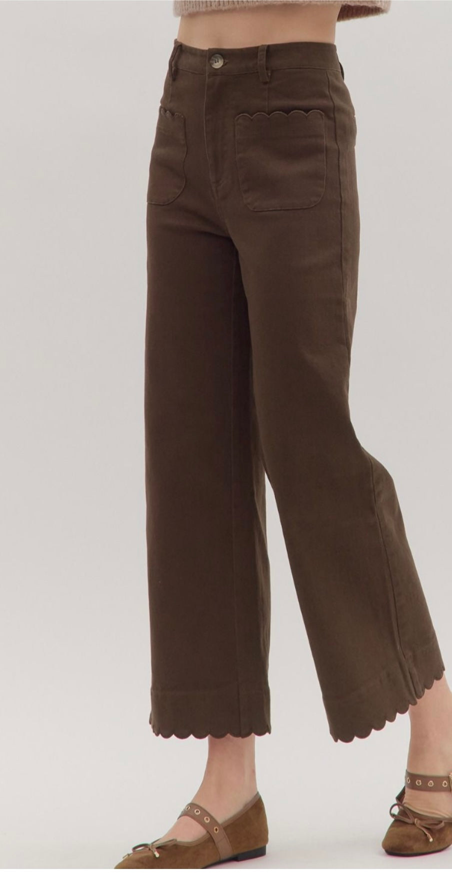 Scalloped Edge Wide Leg Pants