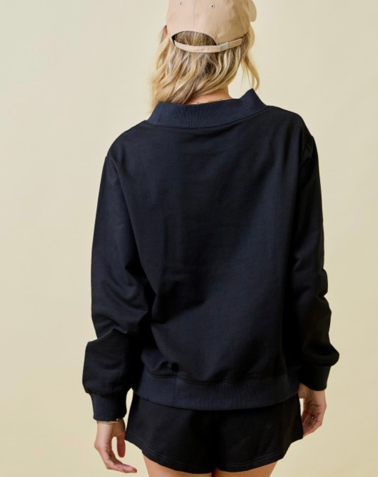 Mock Neck Terry Sweatshirt with Oversized Neck Band