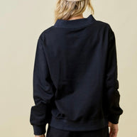 Mock Neck Terry Sweatshirt with Oversized Neck Band