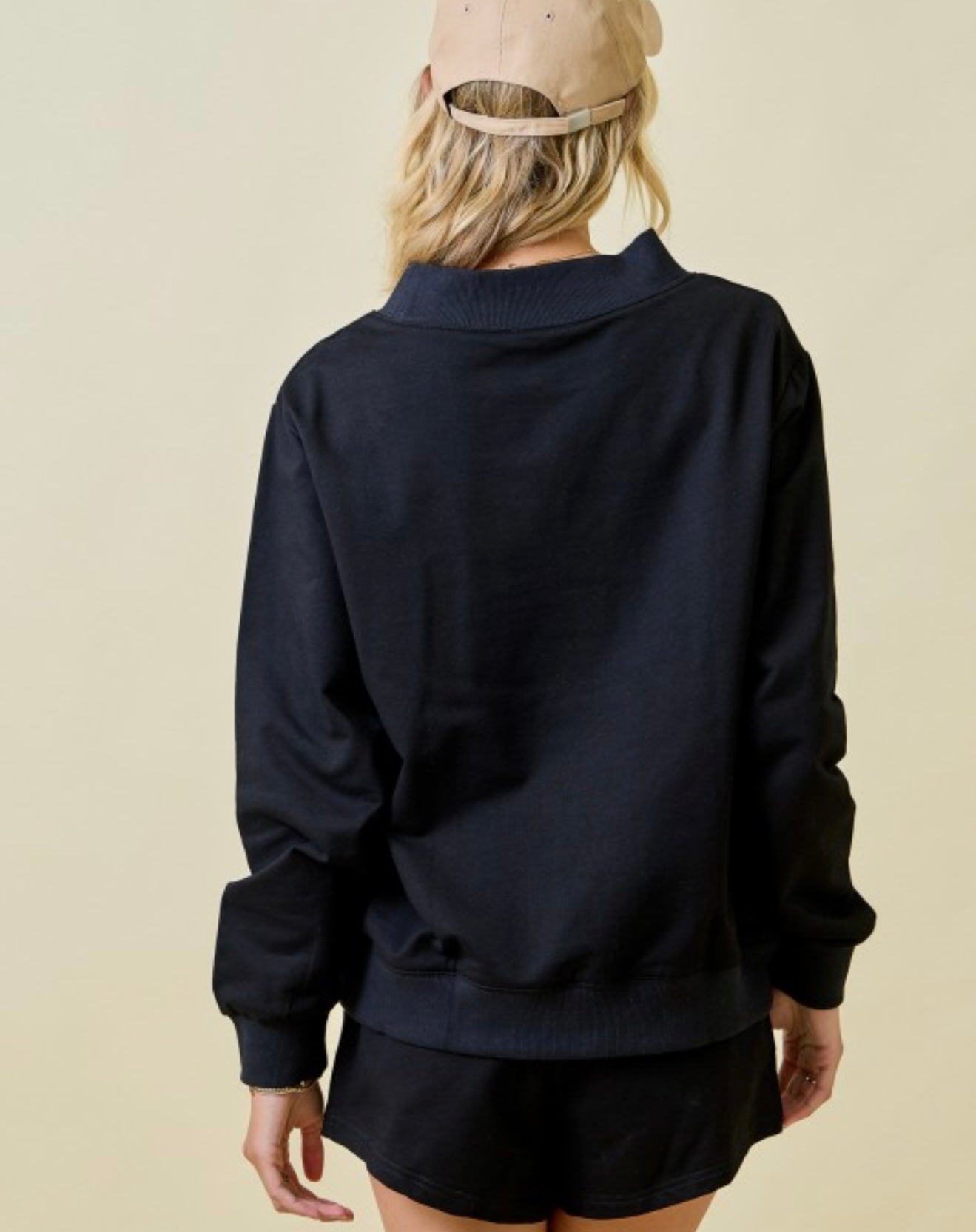 Mock Neck Terry Sweatshirt with Oversized Neck Band