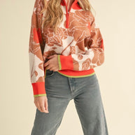 &Merci Contrast-Trim Floral Sweater