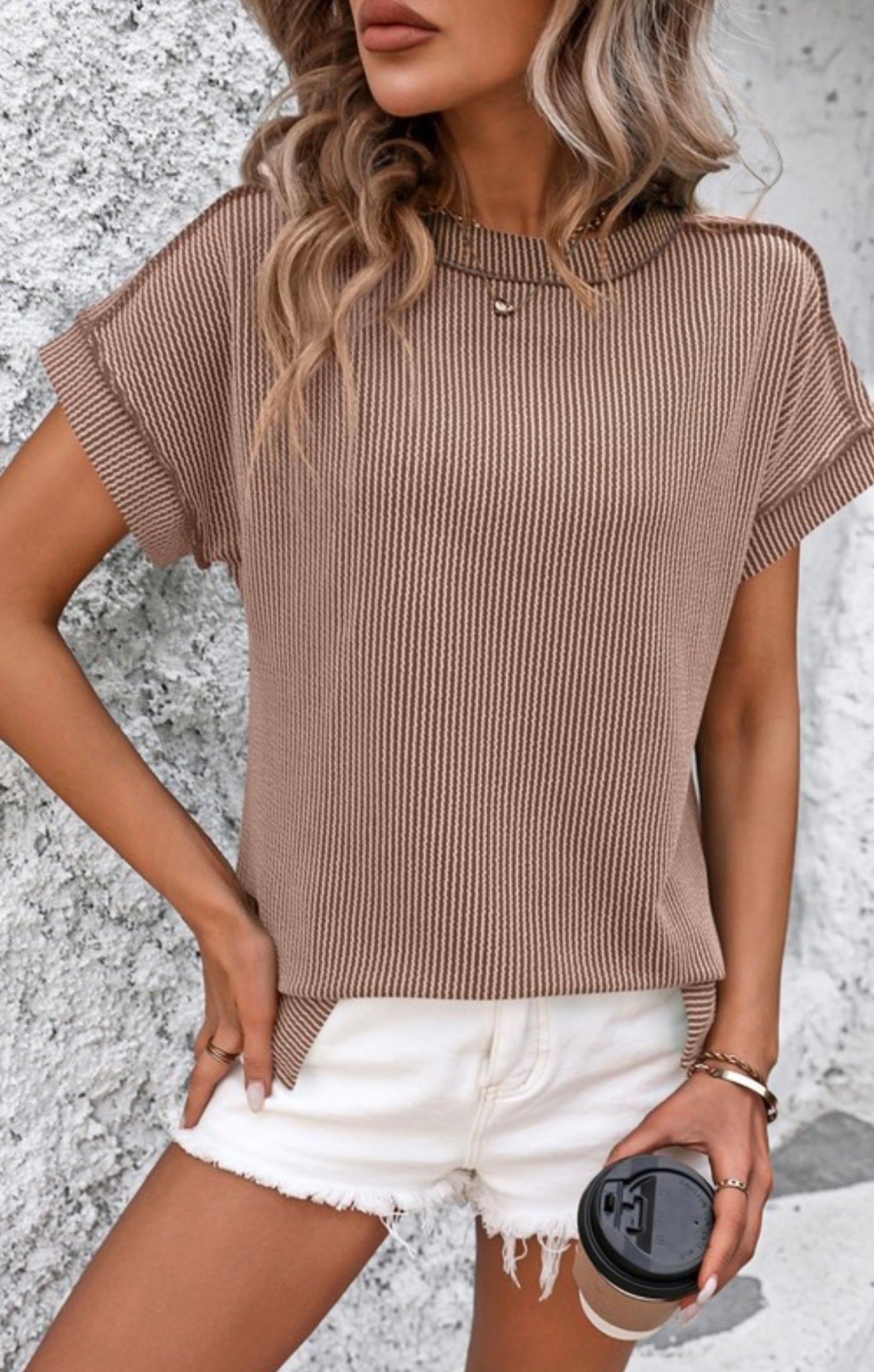 Crew Neck Ribbed Top
