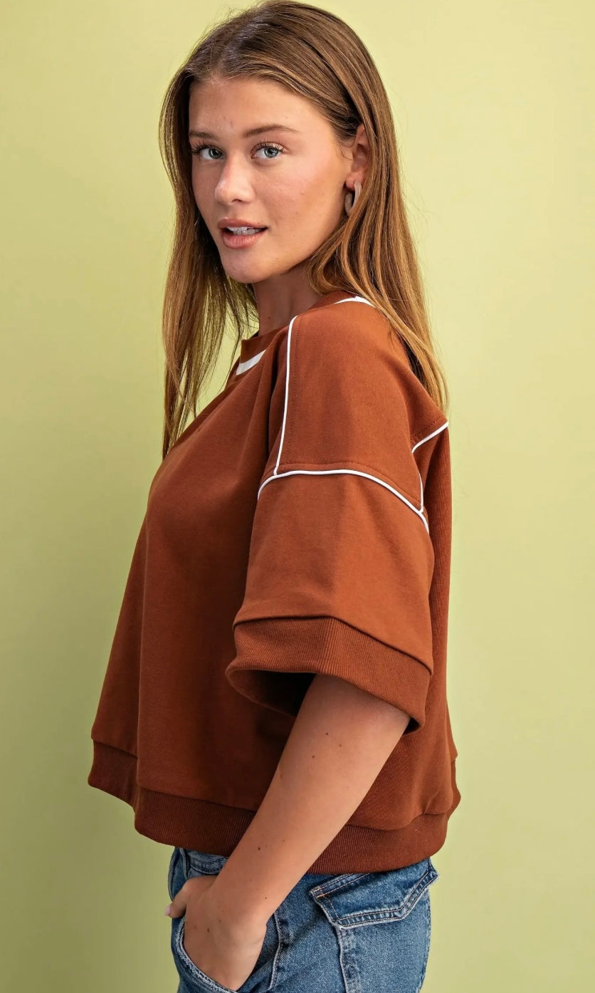 Rusty Glow Contrast Trim Sweatshirt