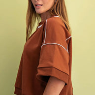 Rusty Glow Contrast Trim Sweatshirt