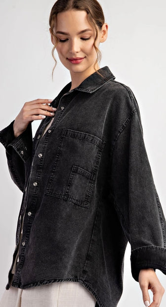 Mineral Washed Black Shacket