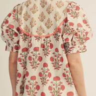 Floral Tie Neck Patchwork Blouse