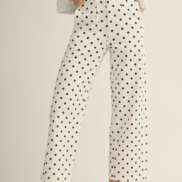 White Polka Dot Ankle Pants
