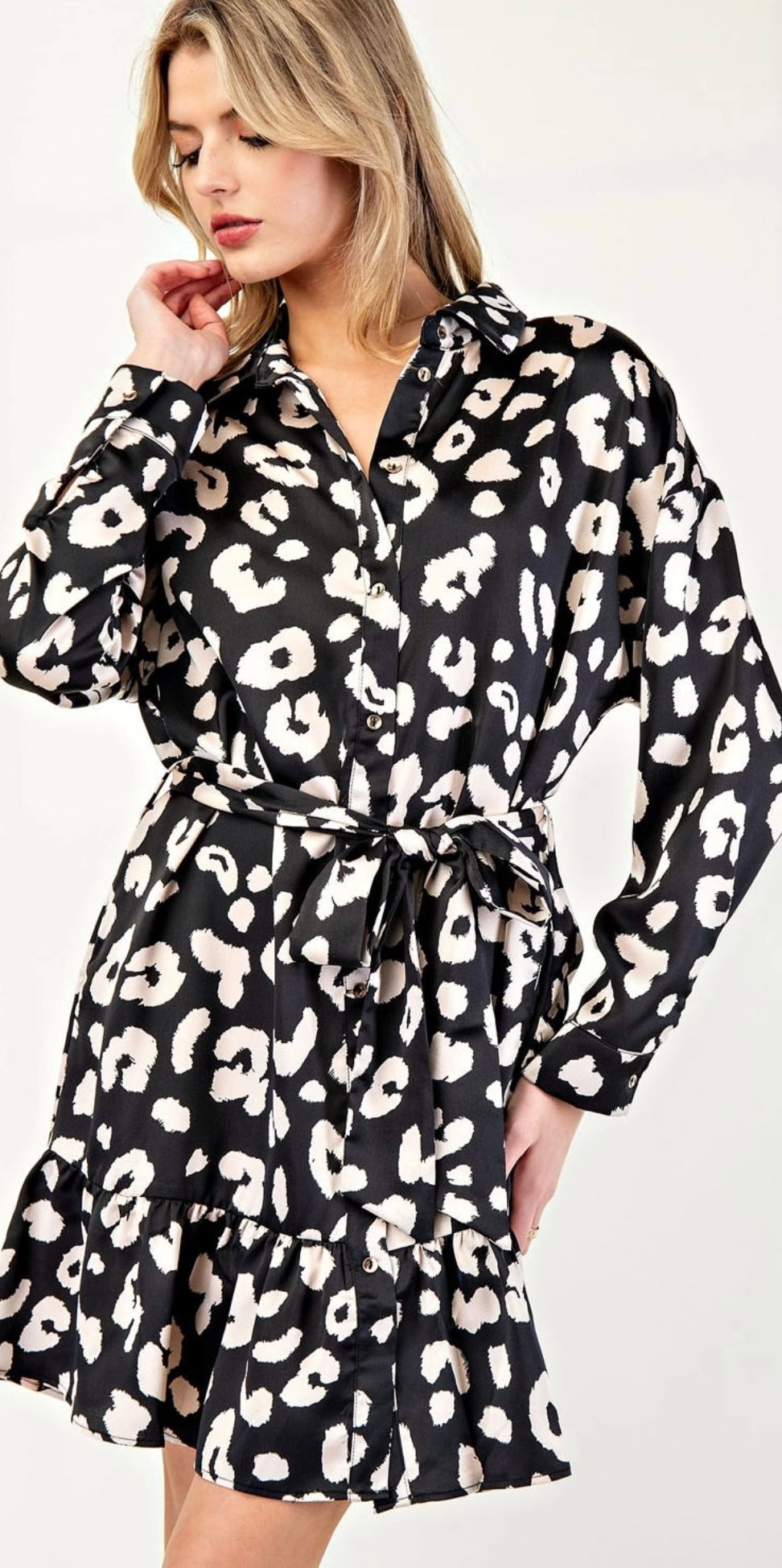 Leopard Luxe Button Down Dress