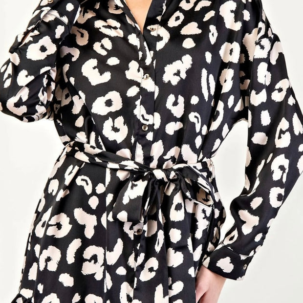Leopard Luxe Button Down Dress