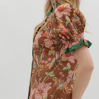 Floral Print Shoulder Puff Sleeve Top by Entro