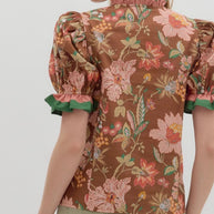 Floral Print Shoulder Puff Sleeve Top by Entro
