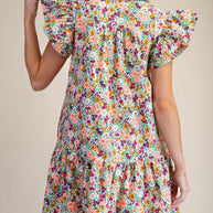 Denim Darling Floral Ruffle Dress