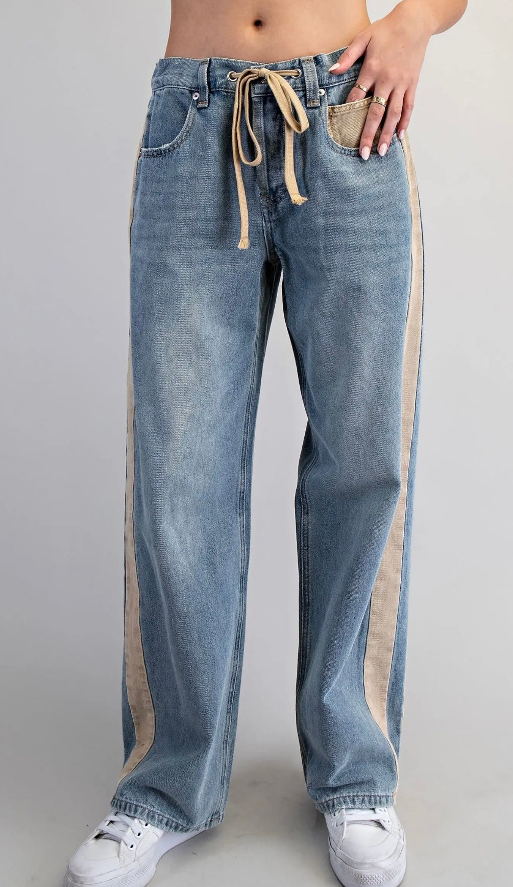 Tan Accented Jeans With Tie from Eesome
