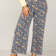Vintage Garden Floral Wide-Leg Jeans